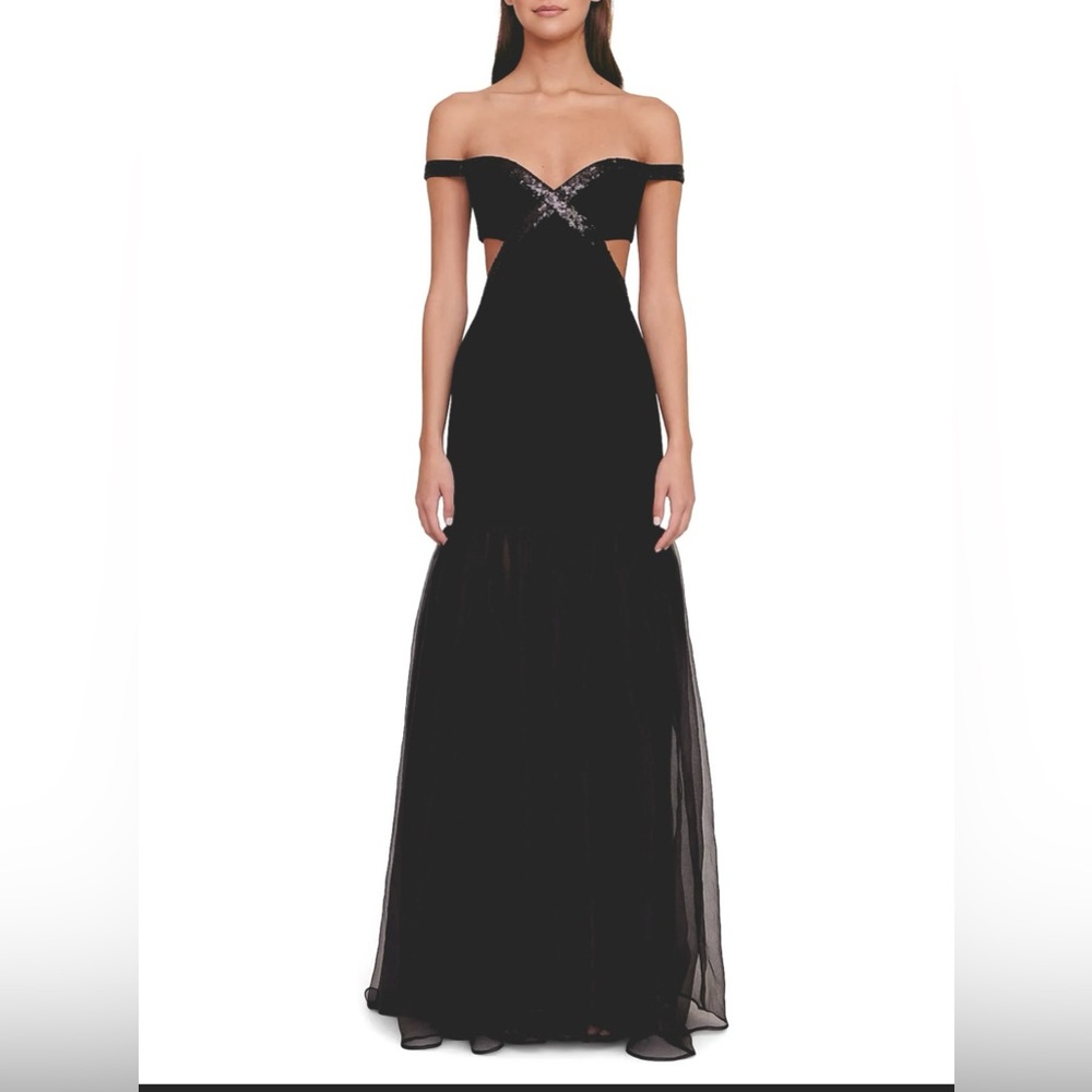 Like New STAUD Black Off-Shoulder Evening Gown